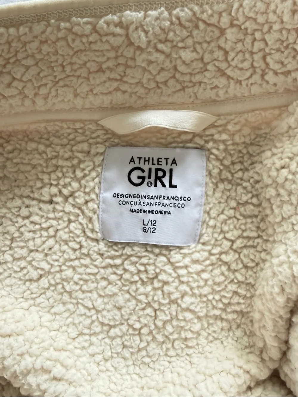 Athleta Girl Toasty Tugga Midi Jacket Sherpa Quilted Size L 12